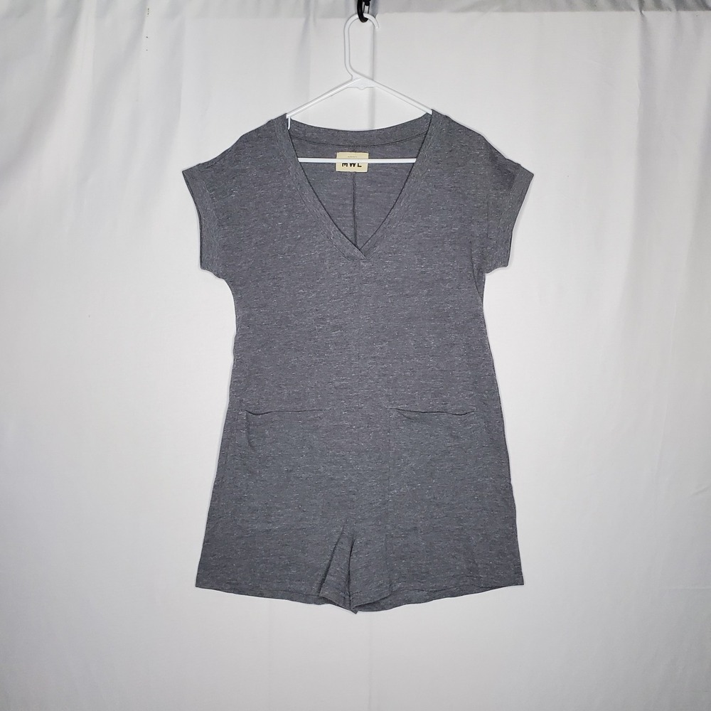 Madewell MWL Romper Women Small Gray Knit Short Sleeve V-neck